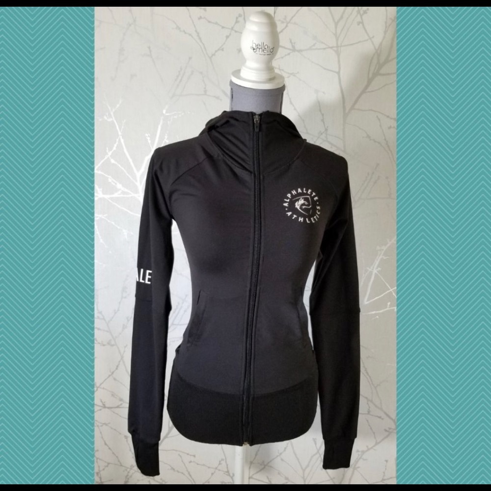 Alphalete Black Full Zip Hoodie w/ Logo & Spellout